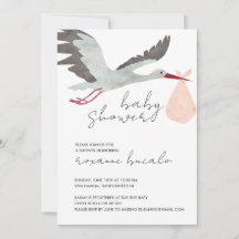 Inbjudan till rosa Stork Baby Shower