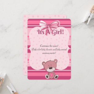 Inbjudan till rosa Teddy Baby Shower/ annons