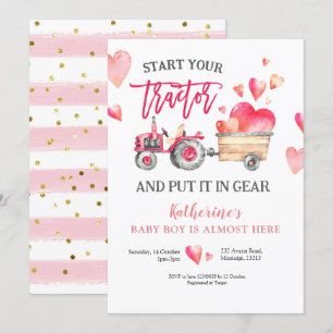 Inbjudan till rosa Tractor Girl Baby Shower