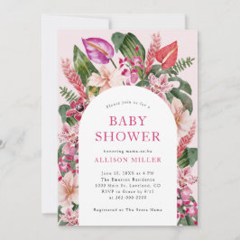 Inbjudan till rosa Tropical Baby Shower