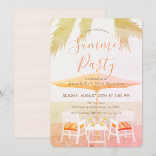 Inbjudan till rosa Tropical Beach Summer Party