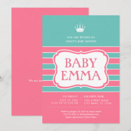 Inbjudan till rosa Turcos Rand Baby Shower