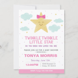 Inbjudan till rosa Twinkle Little Star Baby Shower