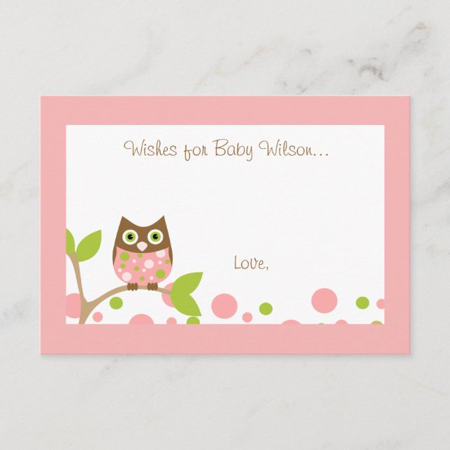 Inbjudan till rosa Uggla Baby Shower (Framsida)