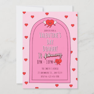 Inbjudan till rosa Valentines day under middagen