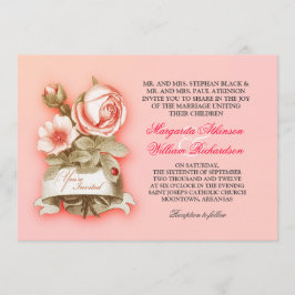Inbjudan till rosa vintage bröllop