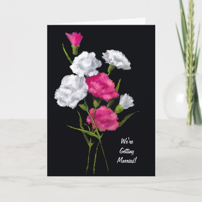 Inbjudan till rosa & vita nejlikor Elegant bröllop (Framsida)