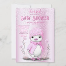 Inbjudan till rosa Watercolor Anka Baby Shower