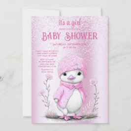 Inbjudan till rosa Watercolor Anka Baby Shower