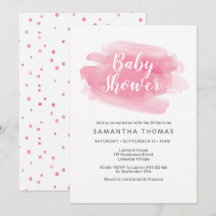 Inbjudan till rosa Watercolor Baby Shower