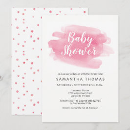 Inbjudan till rosa Watercolor Baby Shower