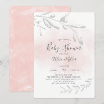 Inbjudan till rosa Watercolor Baby Shower