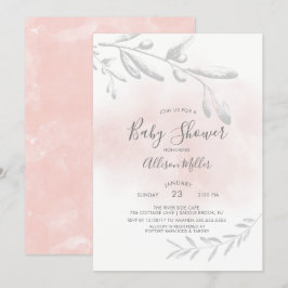 Inbjudan till rosa Watercolor Baby Shower
