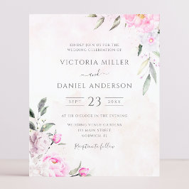 Inbjudan till rosa Watercolor Blommigt Elegant brö
