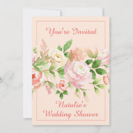 Inbjudan till rosa Watercolor Blommigt Gräns