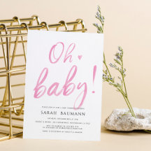 Inbjudan till rosa Watercolor Calligraphy Baby Sho