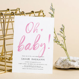 Inbjudan till rosa Watercolor Calligraphy Baby Sho