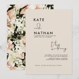  inbjudan till Rosa Watercolor Flower Wedding
