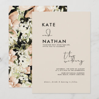  inbjudan till Rosa Watercolor Flower Wedding
