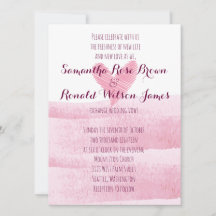 Inbjudan till rosa Watercolor Heart Wedding
