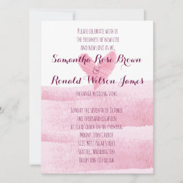 Inbjudan till rosa Watercolor Heart Wedding
