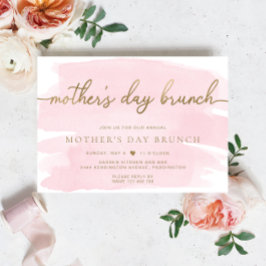 Inbjudan till rosa Watercolor Mors dag Brunch