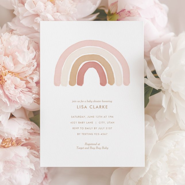 Inbjudan till rosa Watercolor Rainbow Baby Shower (Skapare uppladdad)