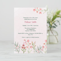 Inbjudan till rosa Wildblomma Garden Baby Shower