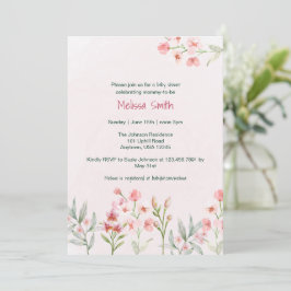 Inbjudan till rosa Wildblomma Garden Baby Shower