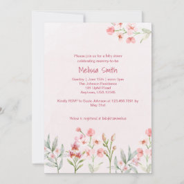 Inbjudan till rosa Wildblomma Garden Baby Shower