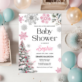 Inbjudan till rosa Winter Baby Shower