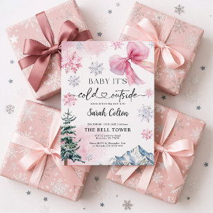 Inbjudan till rosa Winter Baby Shower