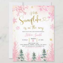 Inbjudan till rosa Winter Snowflake Baby Shower
