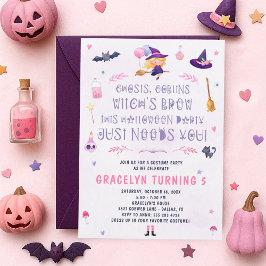 Inbjudan till rosa Witch Halloween fest