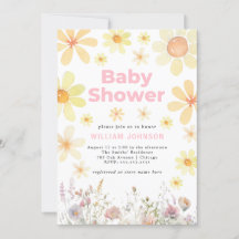 Inbjudan till Rosan Baby Shower för med vattenfär