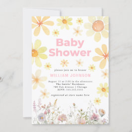 Inbjudan till Rosan Baby Shower för med vattenfär