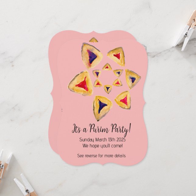 Inbjudan till Rosé Hamantaschen Star Purim-partiet (Fram/Back In Situ)