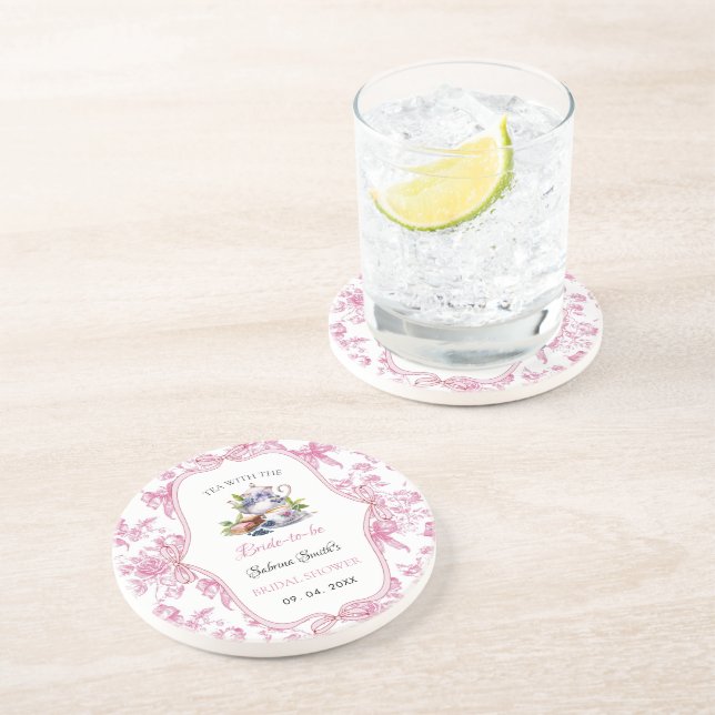 Inbjudan till Rosenskön Tea Party Bröllosdusch Underlägg (Sidan)