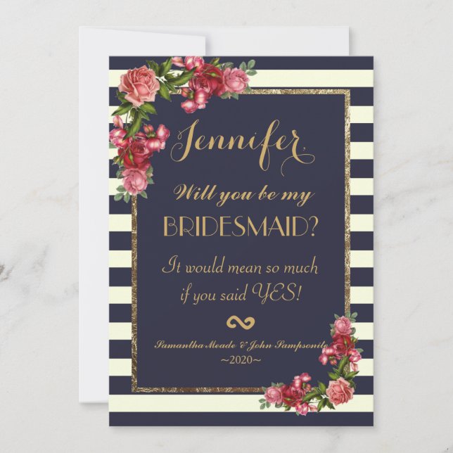 Inbjudan till Rosor flottan Rand och Guld Bridesma (Framsida)