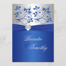 Inbjudan till royal Blue and Silver Heart Wedding