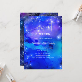 Inbjudan till Royal Blue and silver Sweet sixteen