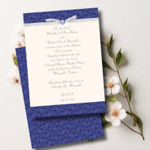 Inbjudan till royal Blue Florentine-bröllop
