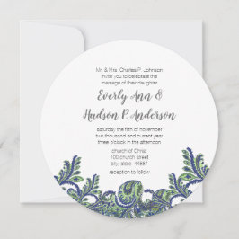 Inbjudan till Royal Blue & Grönt Paisley Peacock W