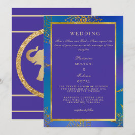 Inbjudan till Royal Blue & Guld Colorful Wedding