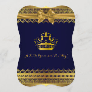 Inbjudan till Royal Blue & Guld Krona Baby Shower