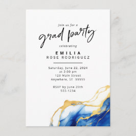 Inbjudan till Royal Blue Gult Guld Grad Party