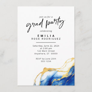 Inbjudan till Royal Blue Gult Guld Grad Party