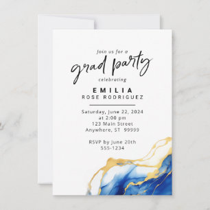 Inbjudan till Royal Blue Gult Guld Grad Party