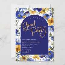 Inbjudan till royal Blue Gult Wildblomstgrupp