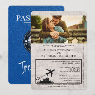 Inbjudan till Royal Blue Ireland Passport Wedding